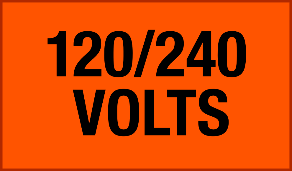 Elektrikli Ekipman Etiketleri, 1/2“ Yükseklik x 2-1/4” Genişlik, “ 120/240 Volt”