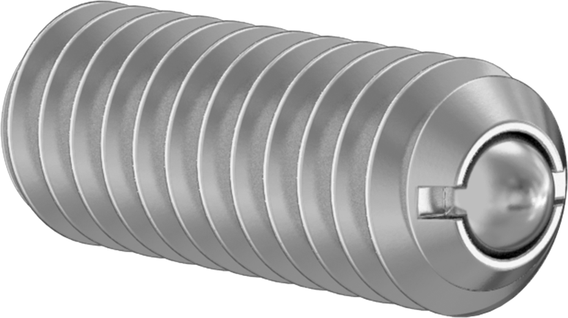 Altıgen Tahrikli 440C Paslanmaz Çelik Top Uçlu Yaylı Piston, Paslanmaz Çelik Gövde, 1/4"-20, 3-7 lb. Burun Kuvveti