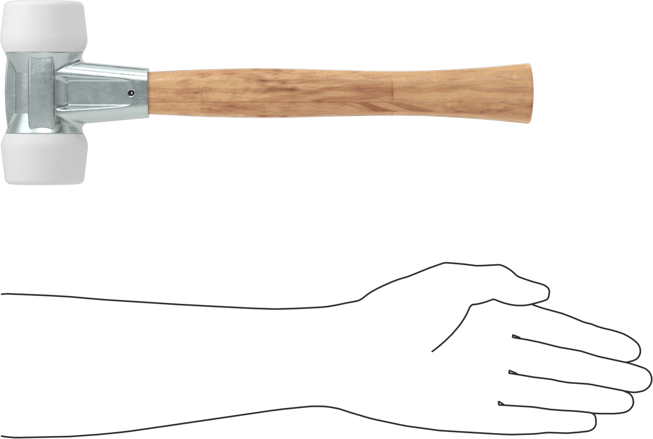 Naylon Değiştirilebilir Yüzlü Tokmak, 2" Çaplı Presle Takılan Yüz, Kül Sapı, 1-7/8 lbs.