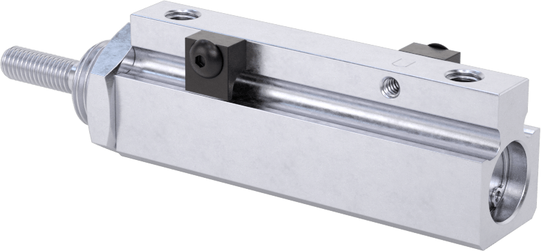 Darbeye Dayanıklı Bradd Yuvarlak Gövde Hava Silindiri, Sensör Hazır, Burun Montajı, 3/8" Delik Boyutu, 1-1/4" Strok