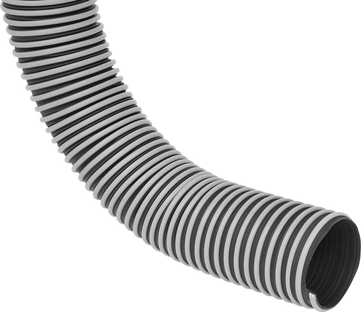 TPR Kauçuk Ezilmeye Dayanıklı Esnek Kanal Hortumu, Toz için Aşınma Şeridi ile, Siyah, 3/4" ID, 1-1/8" OD