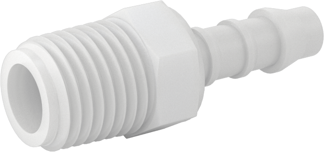Kimyasallara Dayanıklı PVDF Hortum Bağlantı Elemanı, Düz Adaptör, 1/4" Hortum İç Çapı için, 1/4 NPT Erkek