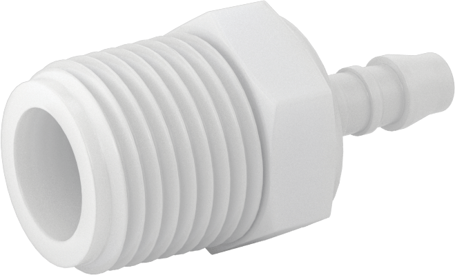 Kimyasallara Dayanıklı PVDF Hortum Bağlantı Elemanı, Düz Adaptör, 1/4" Hortum İç Çapı için, 1/2 NPT Erkek