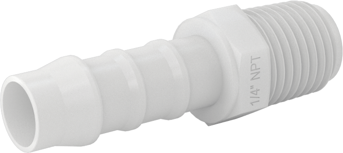 Kimyasallara Dayanıklı PVDF Hortum Bağlantı Elemanı, Düz Adaptör, 3/8" Hortum İç Çapı için, 1/4 NPT Erkek