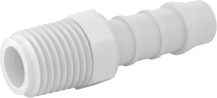 Kimyasallara Dayanıklı PVDF Hortum Bağlantı Elemanı, Düz Adaptör, 3/8" Hortum İç Çapı için, 1/4 NPT Erkek