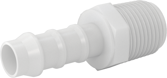 Kimyasallara Dayanıklı PVDF Hortum Bağlantı Elemanı, Düz Adaptör, 3/8" Hortum İç Çapı için, 3/8 NPT Erkek