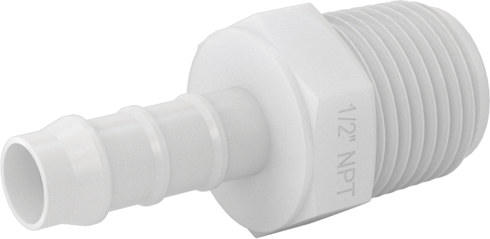 Kimyasallara Dayanıklı PVDF Hortum Bağlantı Elemanı, Düz Adaptör, 3/8" Hortum İç Çapı için, 1/2 NPT Erkek