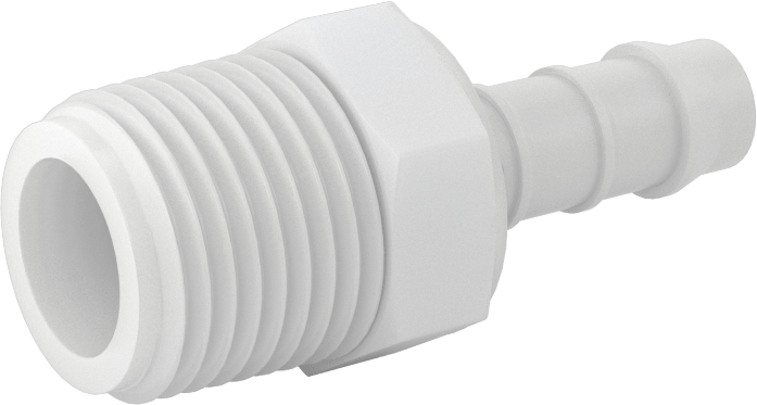 Kimyasallara Dayanıklı PVDF Hortum Bağlantı Elemanı, Düz Adaptör, 3/8" Hortum İç Çapı için, 1/2 NPT Erkek