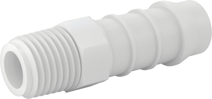 Kimyasallara Dayanıklı PVDF Hortum Bağlantı Elemanı, Düz Adaptör, 1/2" Hortum İç Çapı için, 1/4 NPT Erkek