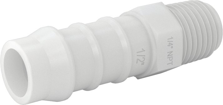 Kimyasallara Dayanıklı PVDF Hortum Bağlantı Elemanı, Düz Adaptör, 1/2" Hortum İç Çapı için, 1/4 NPT Erkek