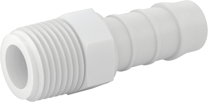 Kimyasallara Dayanıklı PVDF Hortum Bağlantı Elemanı, Düz Adaptör, 1/2" Hortum İç Çapı için, 3/8 NPT Erkek