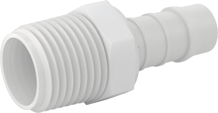 Kimyasallara Dayanıklı PVDF Hortum Bağlantı Elemanı, Düz Adaptör, 1/2" Hortum İç Çapı için, 1/2 NPT Erkek