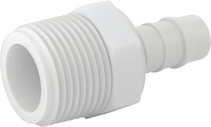 Kimyasallara Dayanıklı PVDF Hortum Bağlantı Elemanı, Düz Adaptör, 1/2" Hortum İç Çapı için, 3/4 NPT Erkek