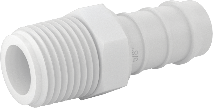 Kimyasallara Dayanıklı PVDF Hortum Bağlantı Elemanı, Düz Adaptör, 5/8" Hortum İç Çapı için, 1/2 NPT Erkek
