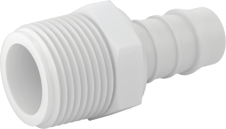 Kimyasallara Dayanıklı PVDF Hortum Bağlantı Elemanı, Düz Adaptör, 5/8" Hortum İç Çapı için, 3/4 NPT Erkek