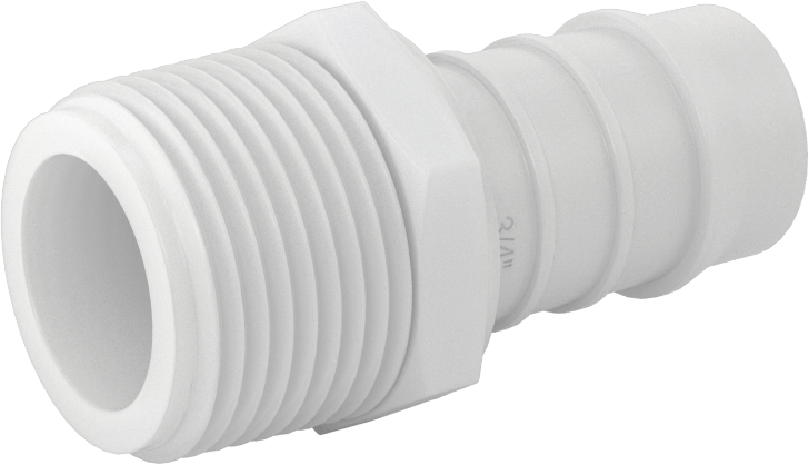 Kimyasallara Dayanıklı PVDF Hortum Bağlantı Elemanı, Düz Adaptör, 3/4" Hortum İç Çapı için, 3/4 NPT Erkek