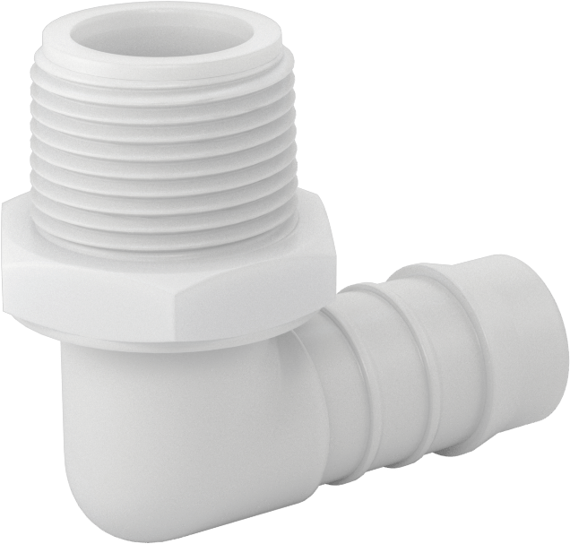 Kimyasallara Dayanıklı PVDF Hortum Bağlantı Elemanı, 90 Derece Dirsek Adaptörü, 3/4" Hortum İç Çapı için, 3/4 NPT Erkek