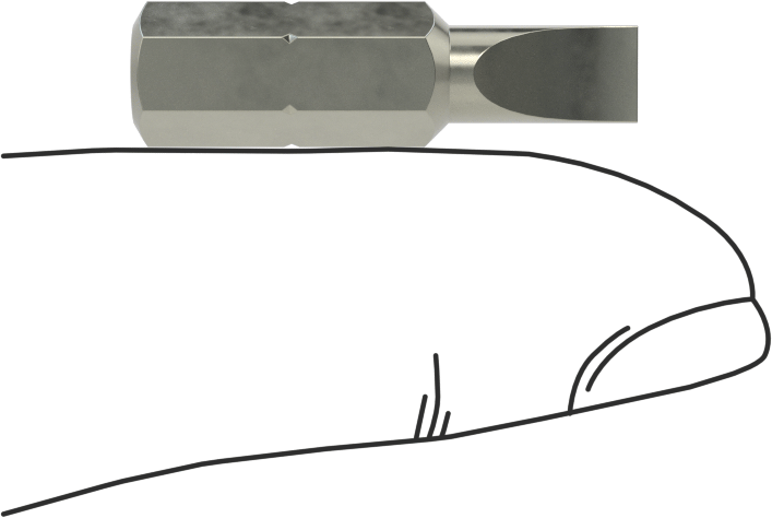 Sıkı Boşluklu Uç, 3/16" Oluklu, 1/4" Altıgen Şaft, 3/8" Mil Uzunluğu