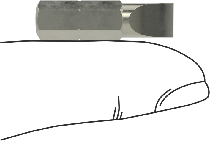 Sıkı Boşluklu Uç, 1/4" Yivli, 1/4" Altıgen Şaft, 3/8" Mil Uzunluğu