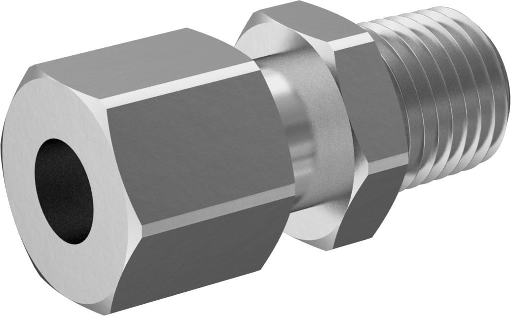 Titreşime Dayanıklı Sıkıştırma Bağlantısı, 8 mm Dış Çaplı Boru için Düz Adaptör, 1/4 NPTF