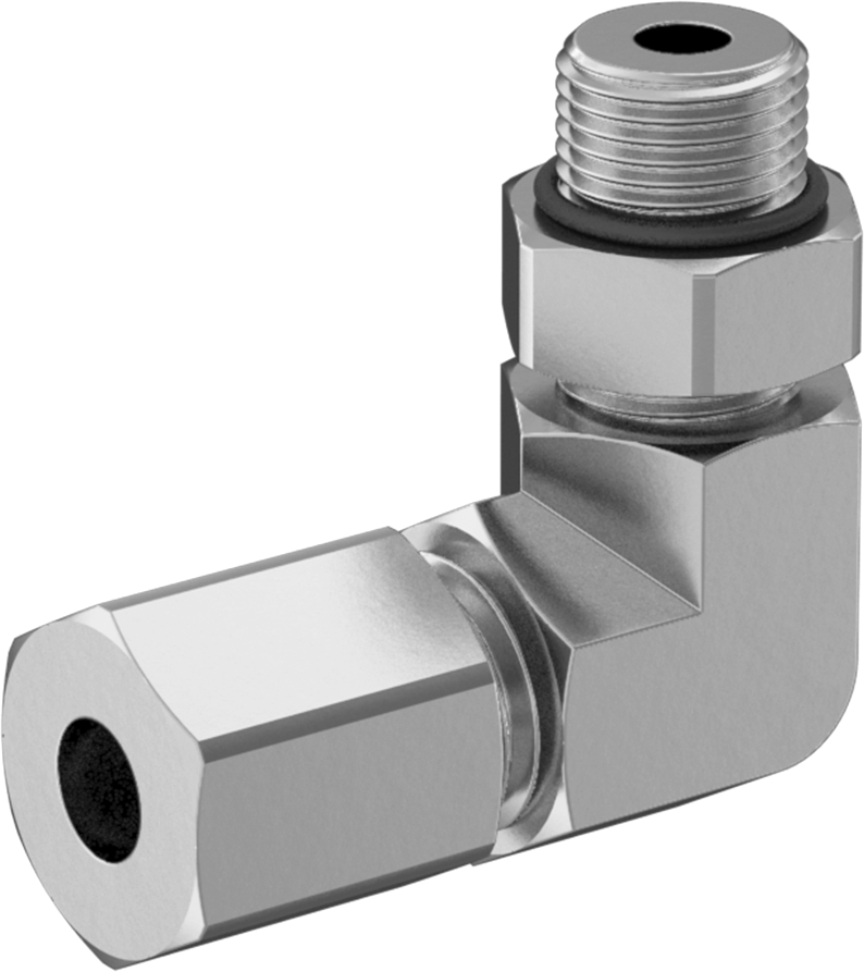 Titreşime Dayanıklı Sıkıştırma Bağlantısı, Çelik Boru için, 6 mm Dış Çaplı Boru x 1/8 BSPP için Dirsek