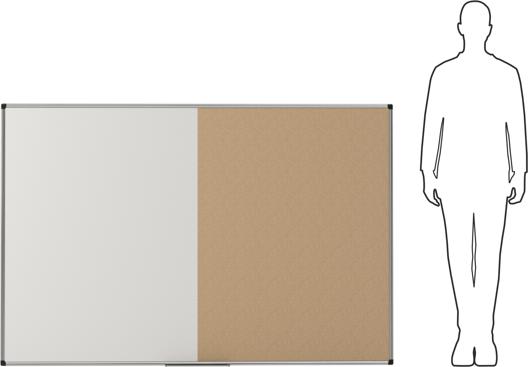 Beyaz Tahta/Duyuru Panosu, 72“ Genişlik x 48” Yükseklik
