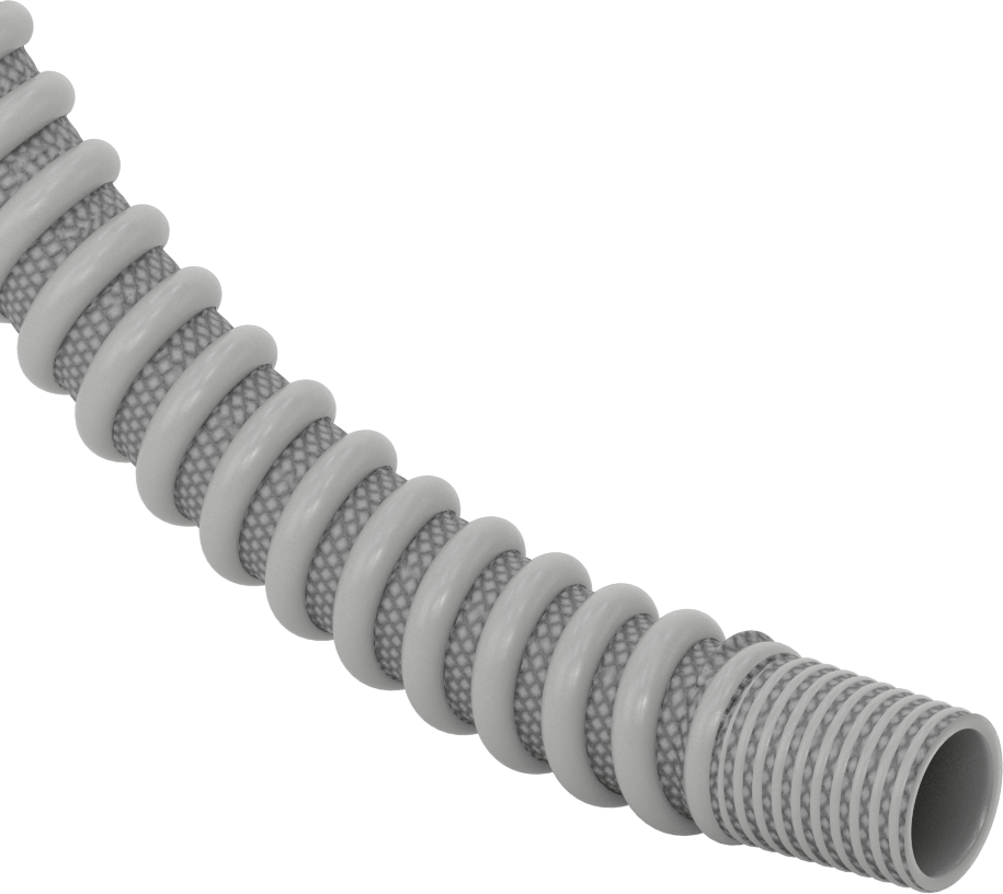 Sıvılar için Aşınmaya Dayanıklı Kanal Hortumu, Gri, 1-1/2" ID, 2" OD, 10 Fit Uzunluk