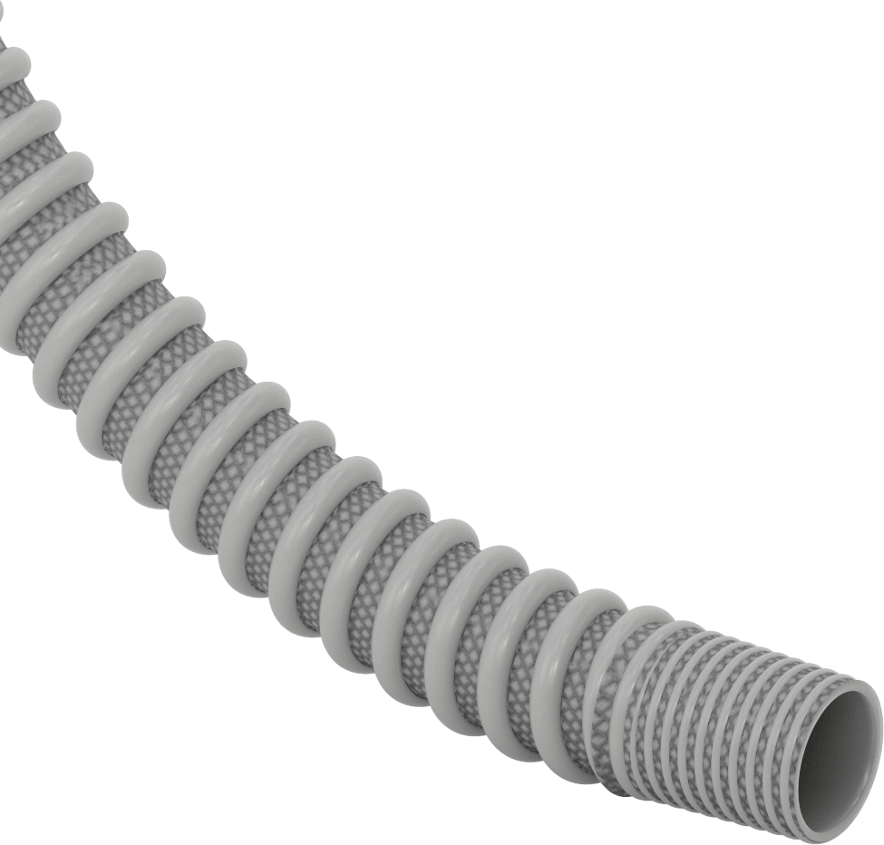Sıvılar için Aşınmaya Dayanıklı Kanal Hortumu, Gri, 2" ID, 2-1/2" OD, 10 Fit Uzunluk
