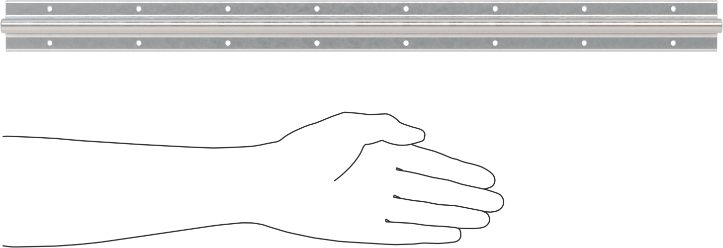İki Parçalı Destek Rayı Şaftı, 1055 Karbon Çelik, 12 mm Çap, 600 mm Uzunluk