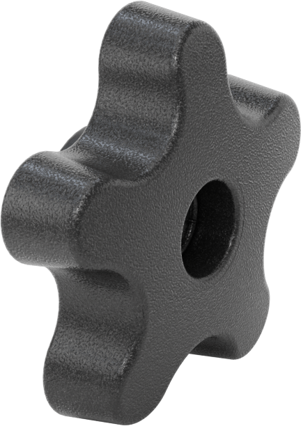 Plastik Beş Kollu Topuz, Titreşime Dayanıklı, 3/8"-16 Dişli Delikli, 2-1/4" Genişlikte Başlık