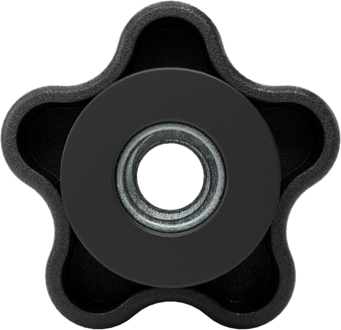 Plastik Beş Kollu Topuz, Titreşime Dayanıklı, 5/16"-18 Dişli Delik, 1-1/4" Geniş Başlık