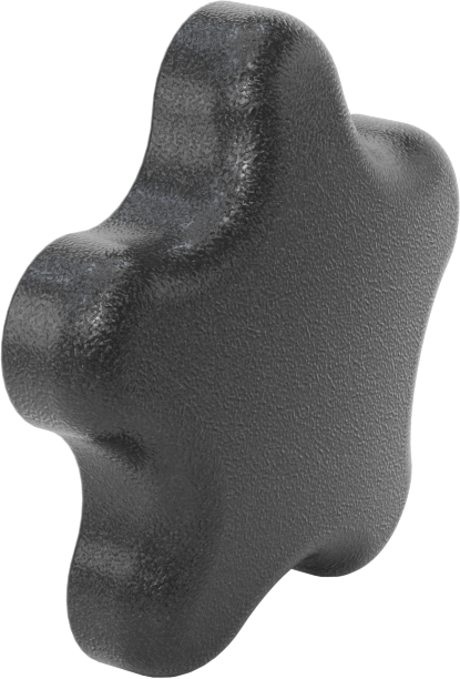 Plastik Beş Kollu Topuz, 1/4"-20 Dişli Delikli, 2-1/4" Genişlikte Başlık