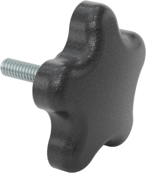 Plastik Beş Kollu Topuz, 1/4"-20 Dişli Saplama, 2-1/4" Genişlikte Başlık