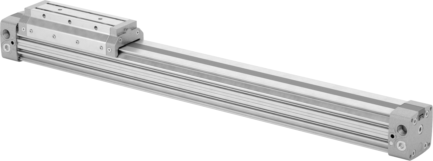 Çubuksuz Hava Sürgüsü, 1-1/4" Delik Boyutu, 3,23" Yükseklik, 16 inç Strok Uzunluğu