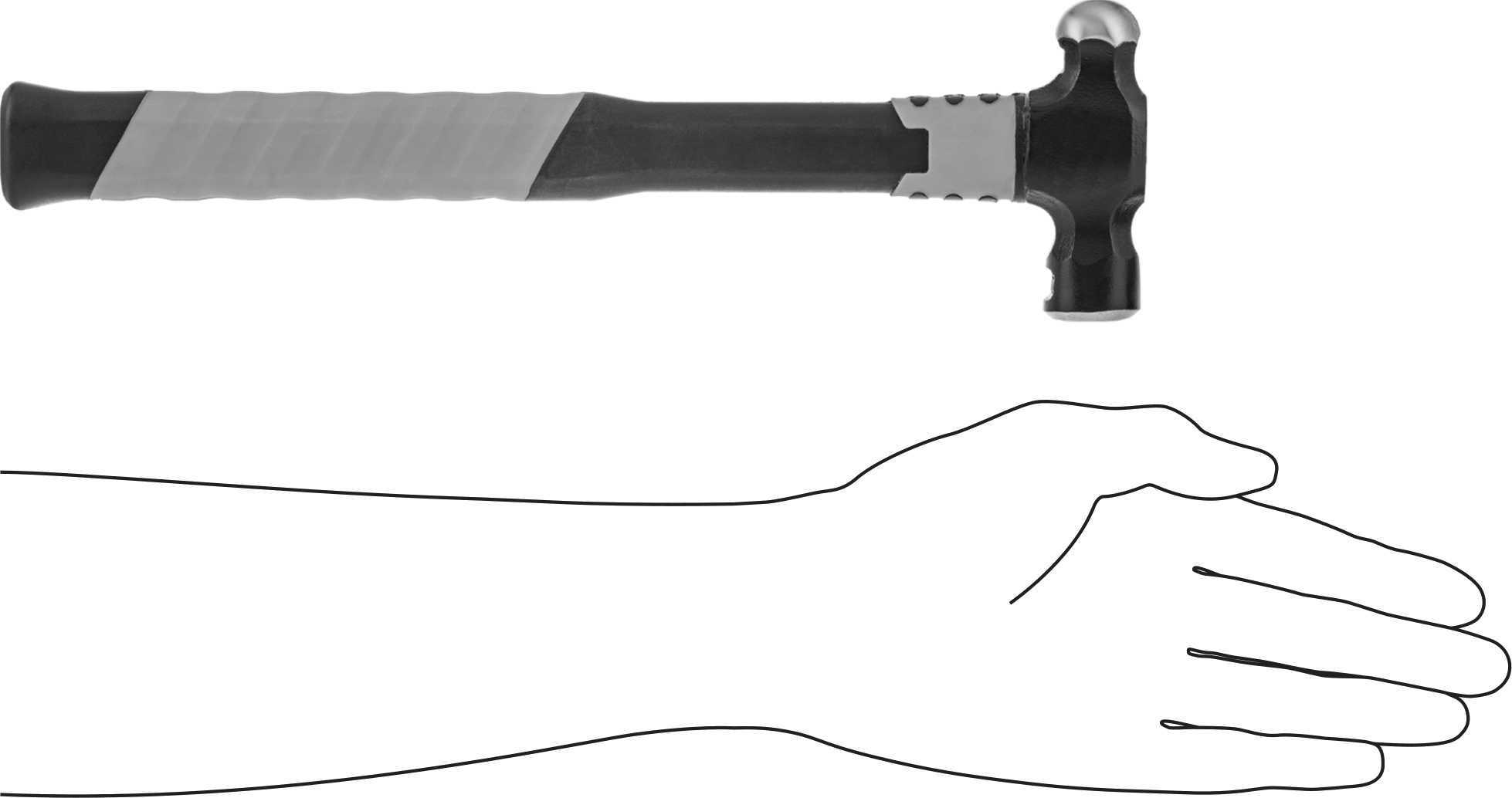 Fiberglas Saplı Top Çekiç, Yivli Tutamak, 12 oz. Baş Ağırlığı
