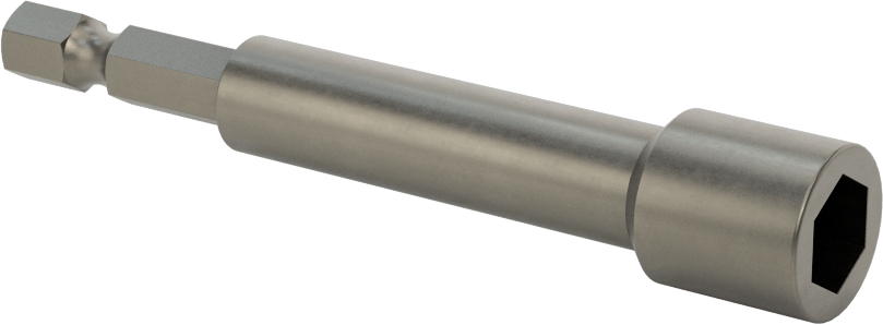 Somun Sökme Ucu, Manyetik Olmayan, 1/4" Altıgen Şaft, 11/32" Altıgen Boyut, 3,25 inç Uzunluk