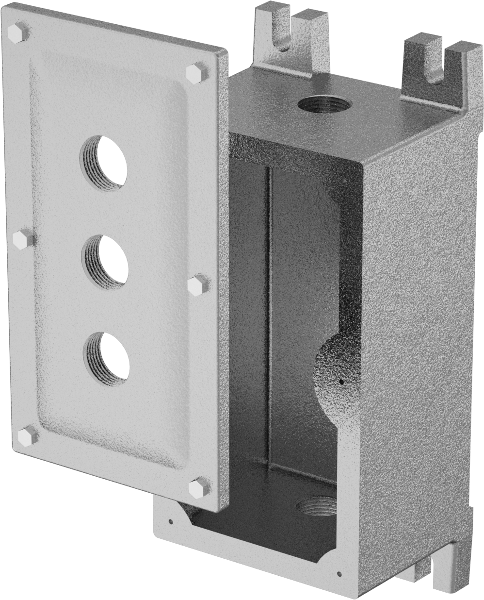 Tehlikeli Ortamlar için Basma Düğmeli Muhafaza, 1 Sütun ve 3 Sıra ile, 8" Yükseklik, 4-1/2" Genişlik, 4-1/4" Derinlik