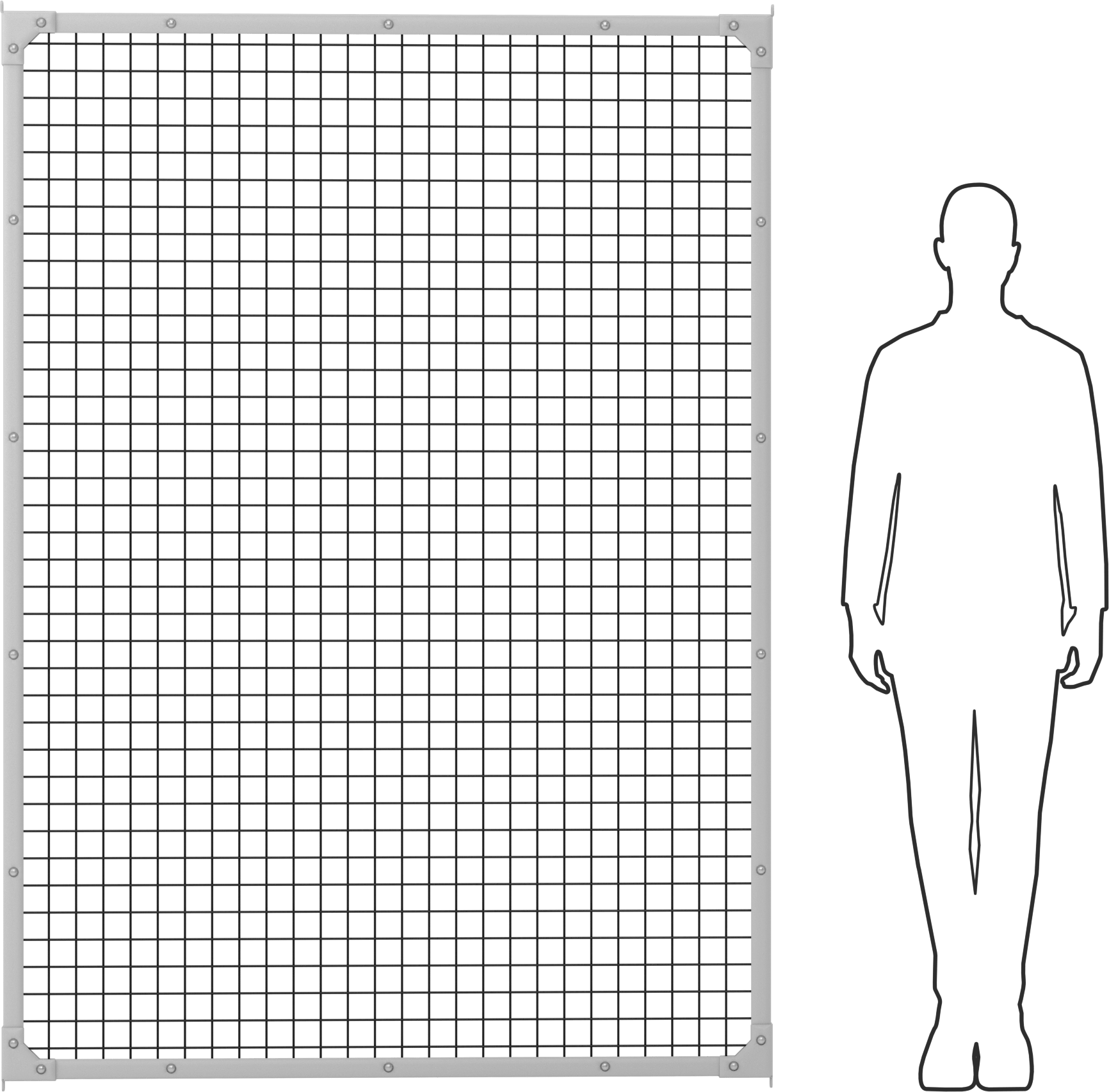 Makine Koruyucu, Panel, Toz Boyalı Çelik Tel Örgü, 4'9-1/8" Genişlik