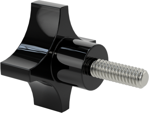 Dört Kollu Tutma Yerli Düğme, 1/4“-20 Diş x 3/4” Uzunlukta Saplama, 1-1/2" Çaplı Başlık