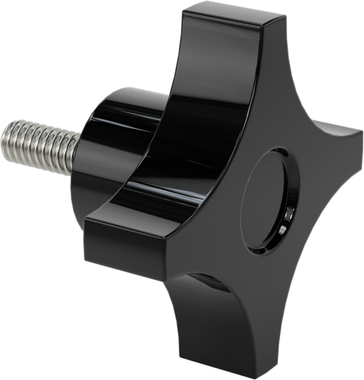 Dört Kollu Tutma Yerli Düğme, 1/4“-20 Diş x 3/4” Uzunlukta Saplama, 2 inç Çapında Başlık