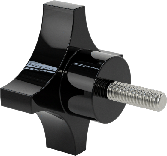 Dört Kollu Tutma Yerli Düğme, 1/4“-20 Diş x 3/4” Uzunlukta Saplama, 2 inç Çapında Başlık