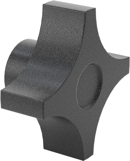 Dört Kollu Tutma Yerli Düğme, Polipropilen, 1/4"-20 Dişli Delik, 1-3/4" Baş Çapı