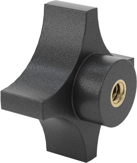 Dört Kollu Tutma Yerli Düğme, Polipropilen, 1/4"-20 Dişli Delik, 1-3/4" Baş Çapı