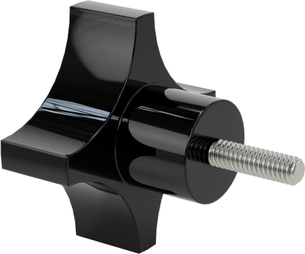 Dört Kollu Tutma Yerli Düğme, 8-32 Diş x 9/16" Uzunlukta Saplama, 1-1/2" Çaplı Başlık
