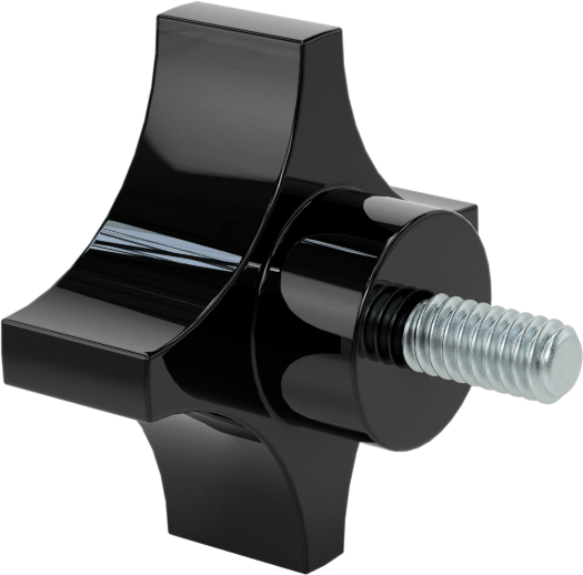 Dört Kollu Tutma Yerli Düğme, Naylon, 1/4“-20 Diş x 1/2” Uzunlukta Saplama, 1-3/4" Çaplı Başlık
