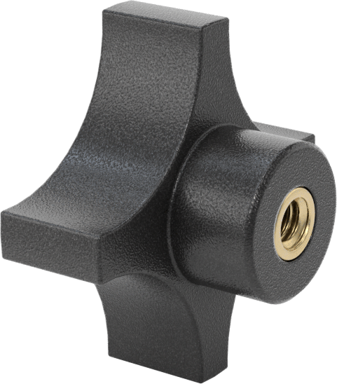 Dört Kollu Tutma Yerli Düğme, 1/4"-20 Dişli Delik, 1-3/4" Genişlikte Başlık