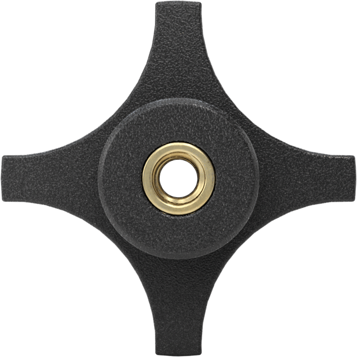 Dört Kollu Tutma Yerli Düğme, 1/4"-20 Dişli Delik, 1-3/4" Genişlikte Başlık
