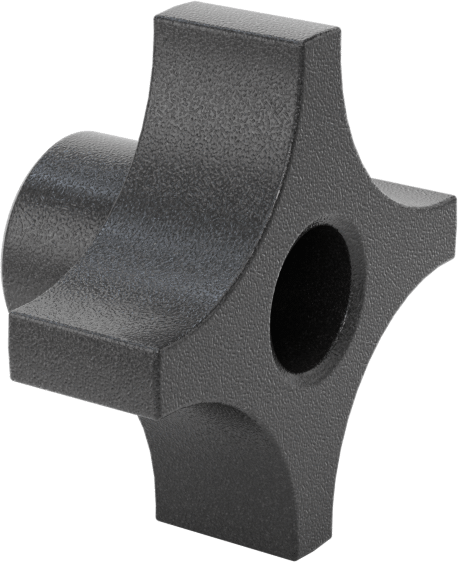 Dört Kollu Tutma Yerli Düğme, 3/8"-16 Dişli Delikli, 1-3/4" Genişlikte Başlık