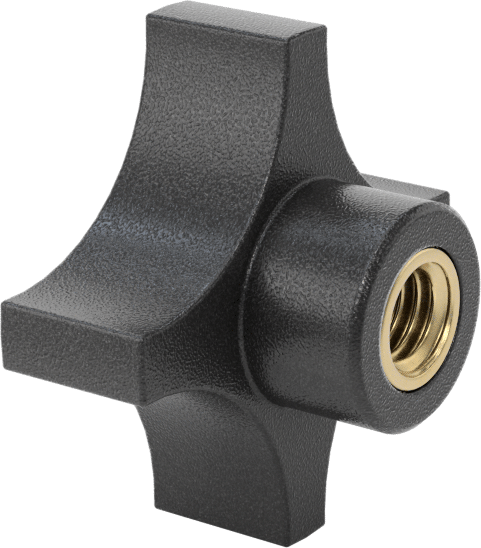 Dört Kollu Tutma Yerli Düğme, 3/8"-16 Dişli Delikli, 1-3/4" Genişlikte Başlık