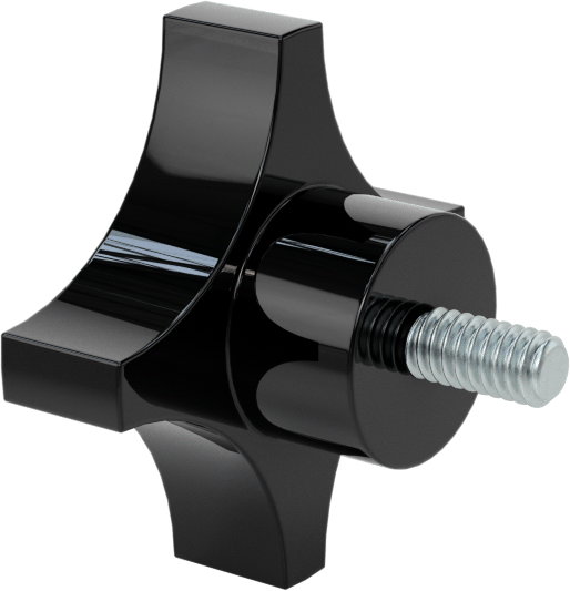 Dört Kollu Tutma Yerli Düğme, 1/4“-20 Diş x 1/2” Uzunlukta Saplama, 2 inç Çapında Başlık